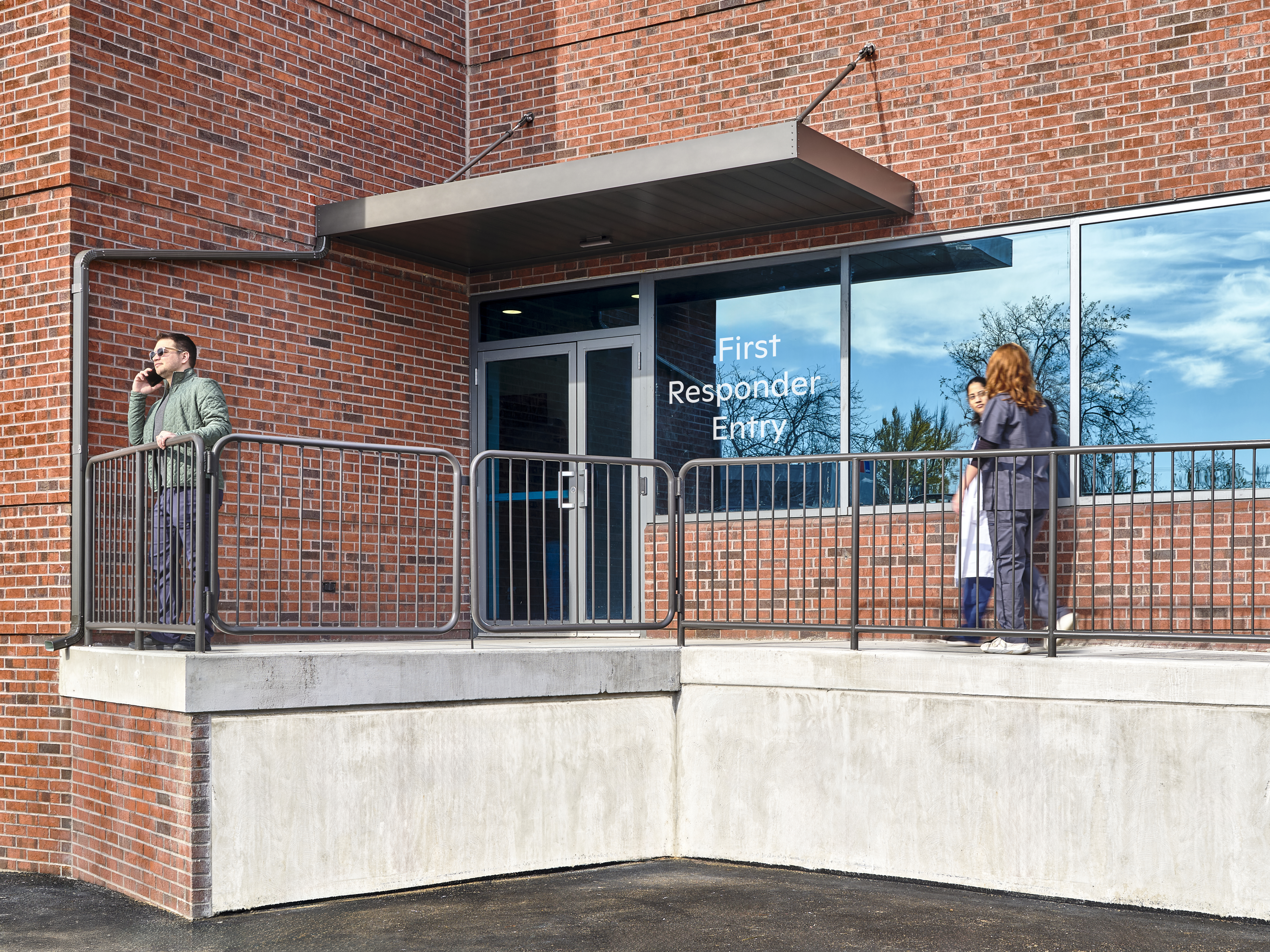 first responder back entrance at a Connections center for law enforcement and other first responder collaborations